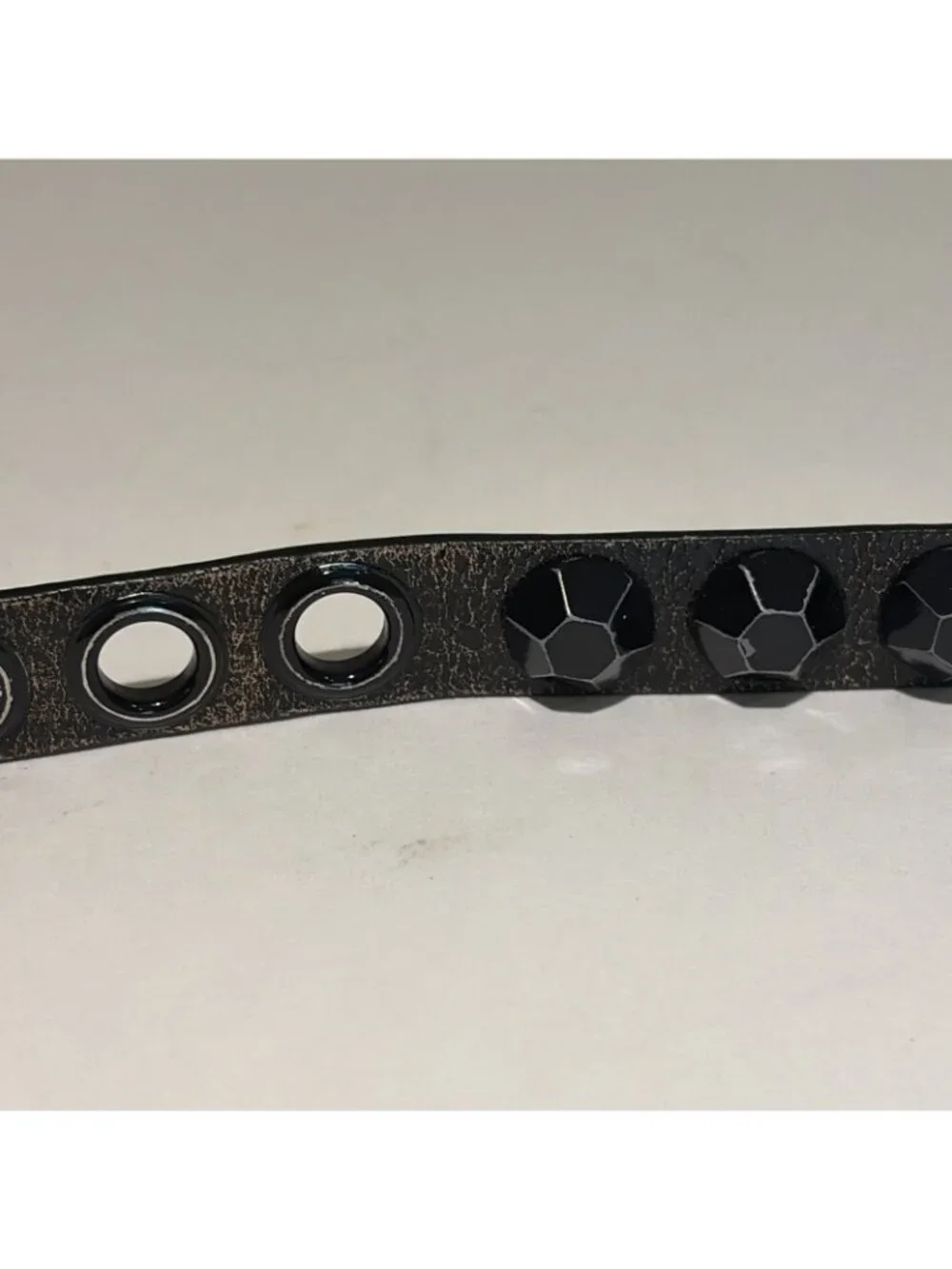 Y2K Betsey Johnson Studded Leather Belt Size M Black Embellished Grommets Edgy
